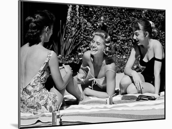 Teenager Suzie Slattery and Freinds Enjoying a Pool Party-Yale Joel-Mounted Photographic Print