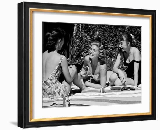 Teenager Suzie Slattery and Freinds Enjoying a Pool Party-Yale Joel-Framed Photographic Print