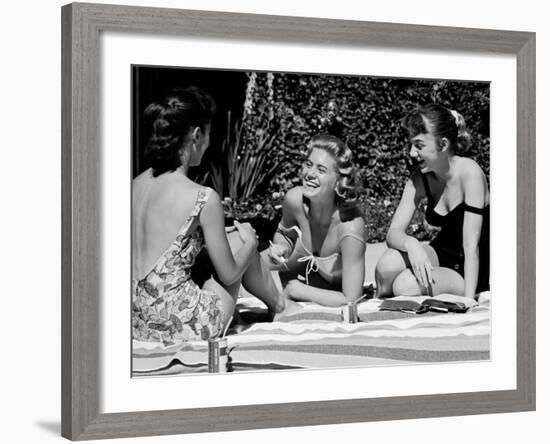 Teenager Suzie Slattery and Freinds Enjoying a Pool Party-Yale Joel-Framed Photographic Print