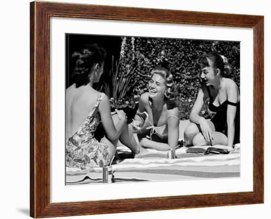 Teenager Suzie Slattery and Freinds Enjoying a Pool Party-Yale Joel-Framed Photographic Print