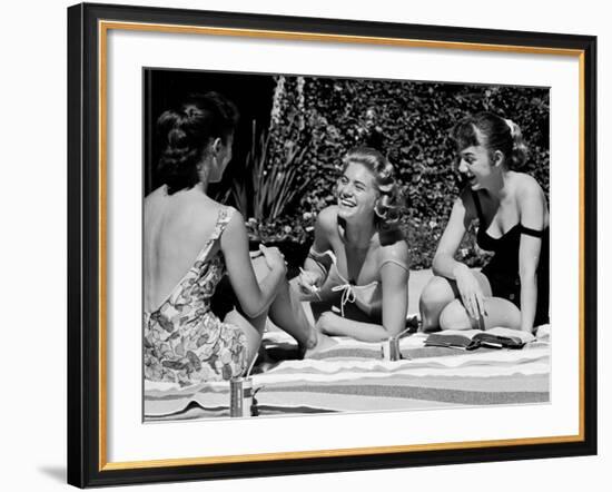 Teenager Suzie Slattery and Freinds Enjoying a Pool Party-Yale Joel-Framed Photographic Print