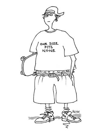 Teenager With T Shirt Reading One Size Fits None New Yorker Cartoon Premium Giclee Print Jack Ziegler Art Com