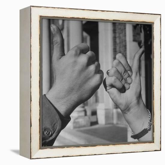 Teenagers Doing the Latest Fad, Thumbs Up Wave-Ed Clark-Framed Premier Image Canvas