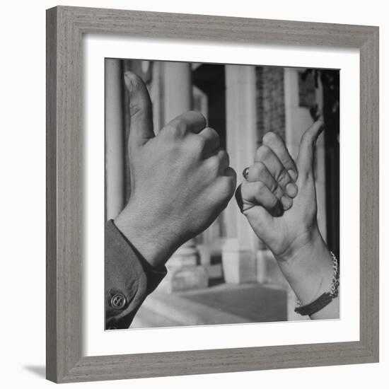 Teenagers Doing the Latest Fad, Thumbs Up Wave-Ed Clark-Framed Photographic Print