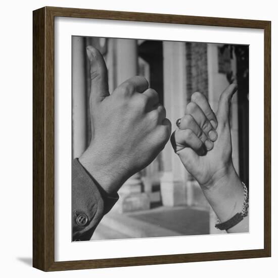 Teenagers Doing the Latest Fad, Thumbs Up Wave-Ed Clark-Framed Photographic Print