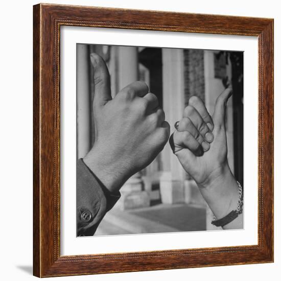 Teenagers Doing the Latest Fad, Thumbs Up Wave-Ed Clark-Framed Photographic Print