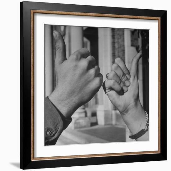 Teenagers Doing the Latest Fad, Thumbs Up Wave-Ed Clark-Framed Photographic Print