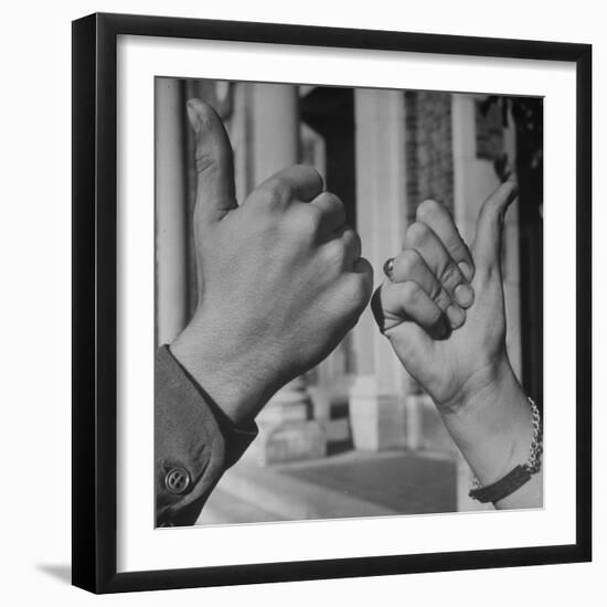 Teenagers Doing the Latest Fad, Thumbs Up Wave-Ed Clark-Framed Photographic Print