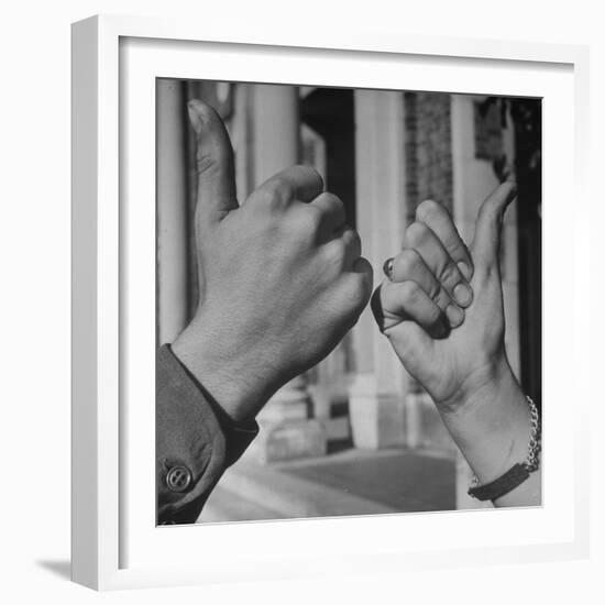 Teenagers Doing the Latest Fad, Thumbs Up Wave-Ed Clark-Framed Photographic Print