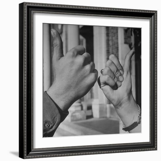 Teenagers Doing the Latest Fad, Thumbs Up Wave-Ed Clark-Framed Photographic Print