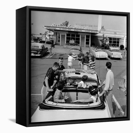 Teenagers Hanging Out at the Local Drive In-Hank Walker-Framed Premier Image Canvas