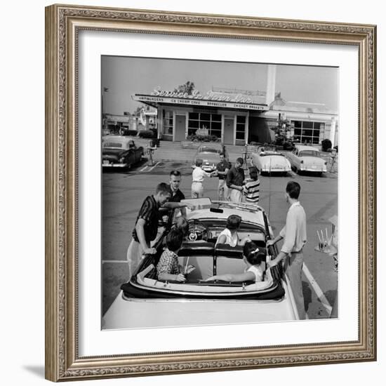 Teenagers Hanging Out at the Local Drive In-Hank Walker-Framed Photographic Print