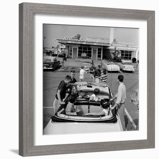 Teenagers Hanging Out at the Local Drive In-Hank Walker-Framed Photographic Print