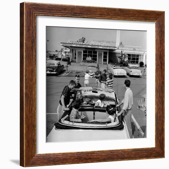 Teenagers Hanging Out at the Local Drive In-Hank Walker-Framed Photographic Print