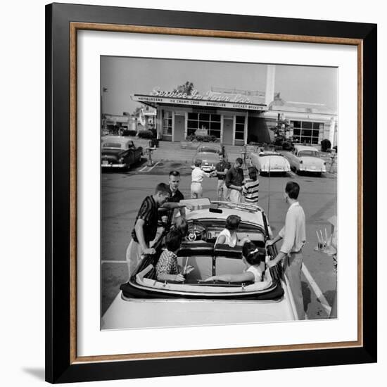 Teenagers Hanging Out at the Local Drive In-Hank Walker-Framed Photographic Print