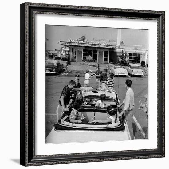 Teenagers Hanging Out at the Local Drive In-Hank Walker-Framed Photographic Print