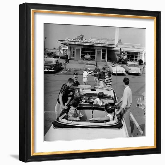 Teenagers Hanging Out at the Local Drive In-Hank Walker-Framed Photographic Print