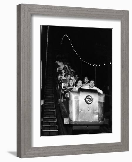 Teenagers in Rollercoaster at Night-Gordon Parks-Framed Photographic Print