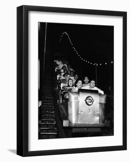 Teenagers in Rollercoaster at Night-Gordon Parks-Framed Photographic Print