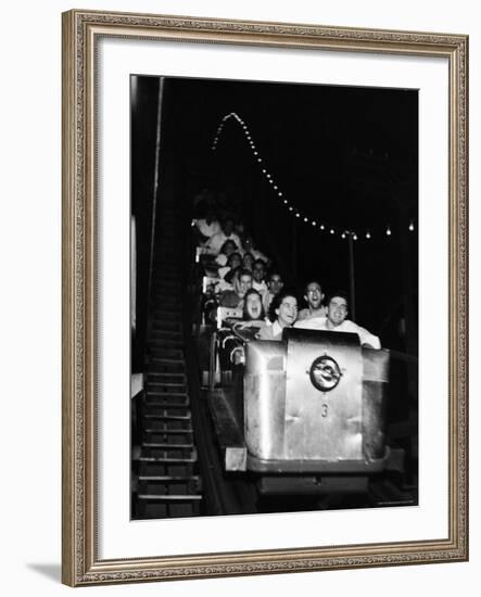 Teenagers in Rollercoaster at Night-Gordon Parks-Framed Photographic Print