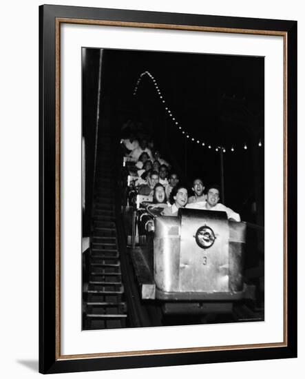 Teenagers in Rollercoaster at Night-Gordon Parks-Framed Photographic Print
