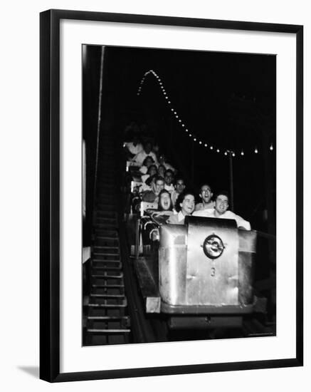 Teenagers in Rollercoaster at Night-Gordon Parks-Framed Photographic Print