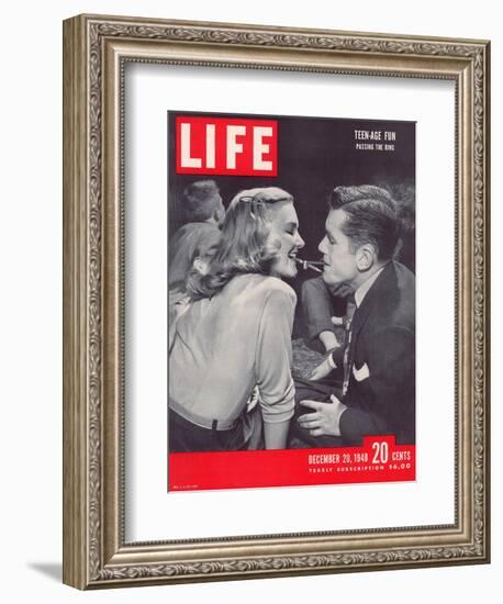 Teenagers Playing Party Game, Pass the Ring, December 20, 1948-Alfred Eisenstaedt-Framed Photographic Print