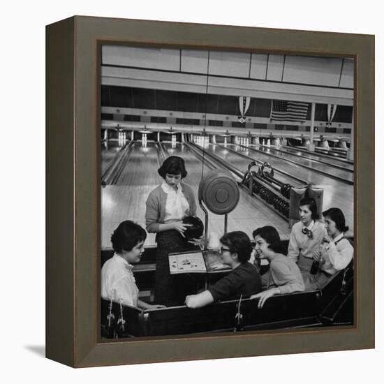 Teenagers Spending Allowance on Bowling-Nina Leen-Framed Premier Image Canvas