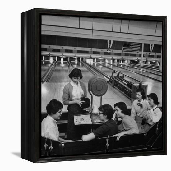 Teenagers Spending Allowance on Bowling-Nina Leen-Framed Premier Image Canvas