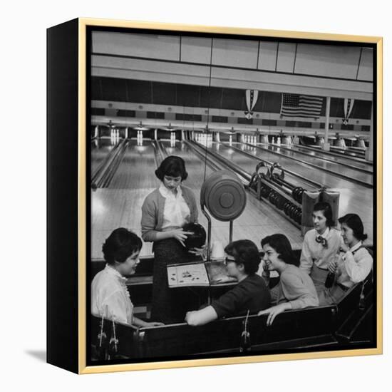 Teenagers Spending Allowance on Bowling-Nina Leen-Framed Premier Image Canvas