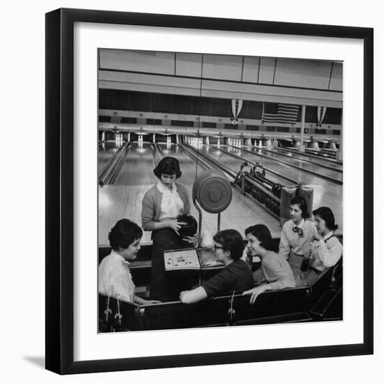 Teenagers Spending Allowance on Bowling-Nina Leen-Framed Photographic Print