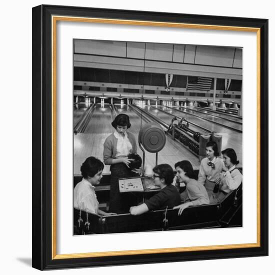 Teenagers Spending Allowance on Bowling-Nina Leen-Framed Photographic Print