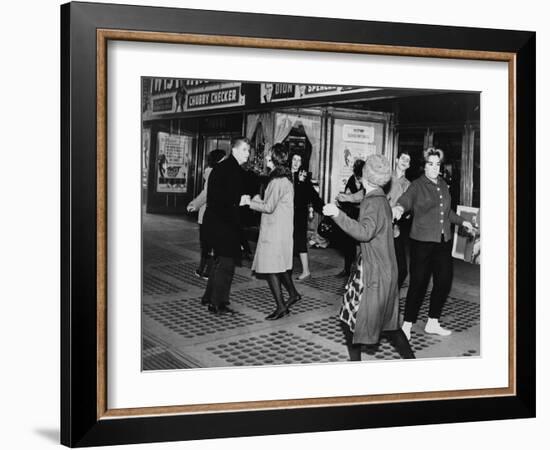 Teens Dancing the 'Twist' Outside the Brooklyn Fox Theatre, 1969-null-Framed Photo