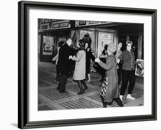 Teens Dancing the 'Twist' Outside the Brooklyn Fox Theatre, 1969-null-Framed Photo