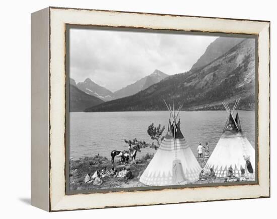 Teepee,Indians on Shore of Lake-Philip Gendreau-Framed Premier Image Canvas