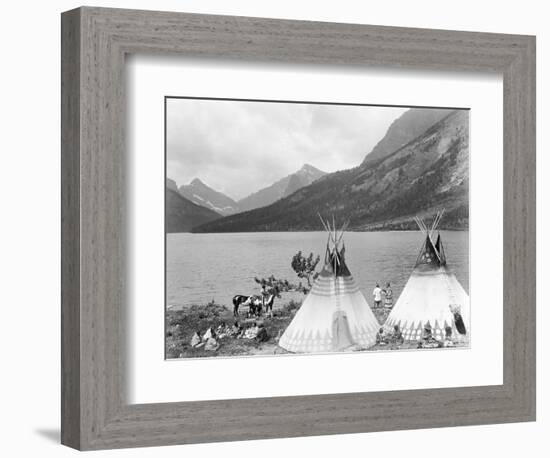 Teepee,Indians on Shore of Lake-Philip Gendreau-Framed Photographic Print