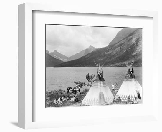 Teepee,Indians on Shore of Lake-Philip Gendreau-Framed Photographic Print