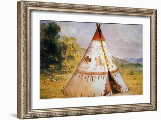 Teepee of the Crow Tribe, C.1850-George Catlin-Framed Giclee Print