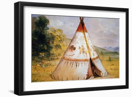 Teepee of the Crow Tribe, C.1850-George Catlin-Framed Giclee Print