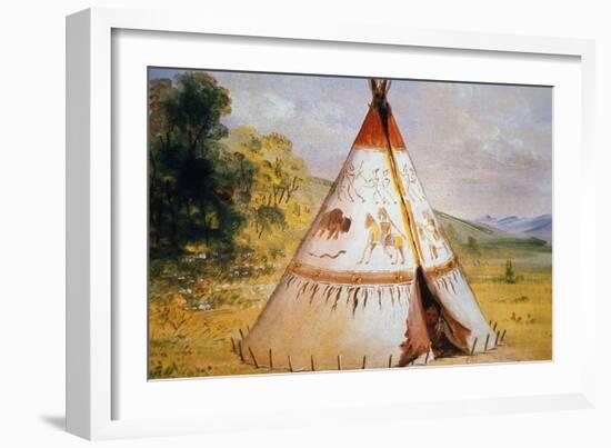 Teepee of the Crow Tribe, C.1850-George Catlin-Framed Giclee Print