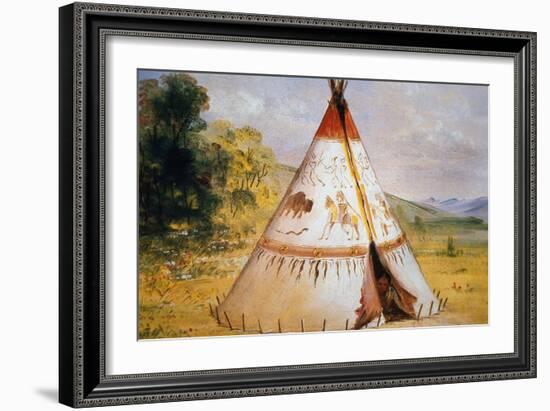 Teepee of the Crow Tribe, C.1850-George Catlin-Framed Giclee Print