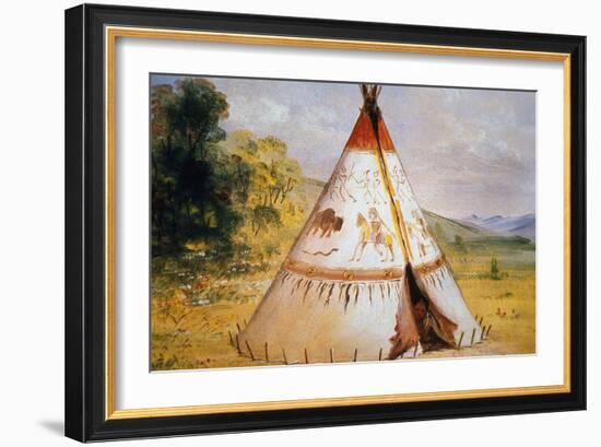 Teepee of the Crow Tribe, C.1850-George Catlin-Framed Giclee Print