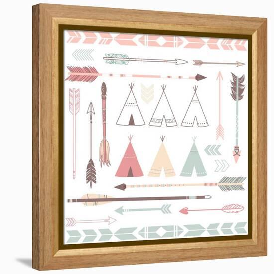 Teepee Tents And Arrows Collection - Hipster Style-Alisa Foytik-Framed Stretched Canvas