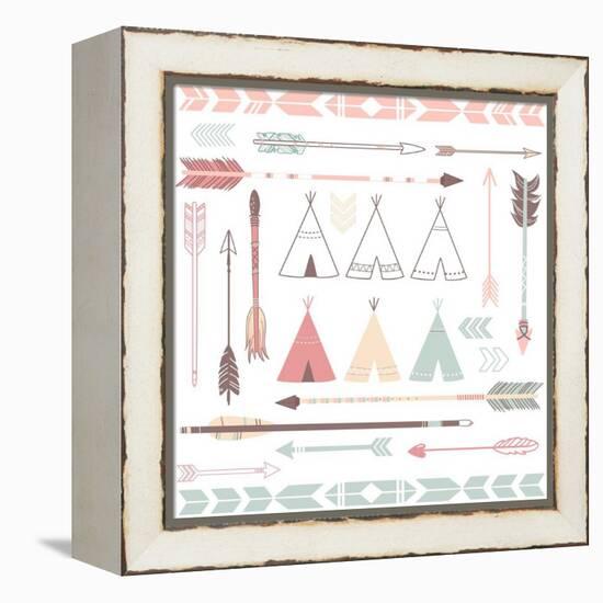 Teepee Tents And Arrows Collection - Hipster Style-Alisa Foytik-Framed Stretched Canvas