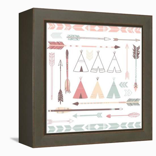 Teepee Tents And Arrows Collection - Hipster Style-Alisa Foytik-Framed Stretched Canvas