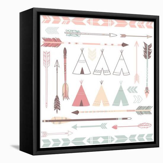 Teepee Tents And Arrows Collection - Hipster Style-Alisa Foytik-Framed Stretched Canvas