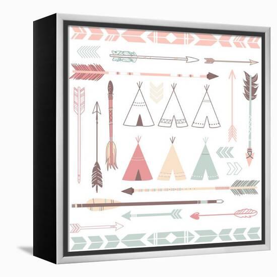 Teepee Tents And Arrows Collection - Hipster Style-Alisa Foytik-Framed Stretched Canvas