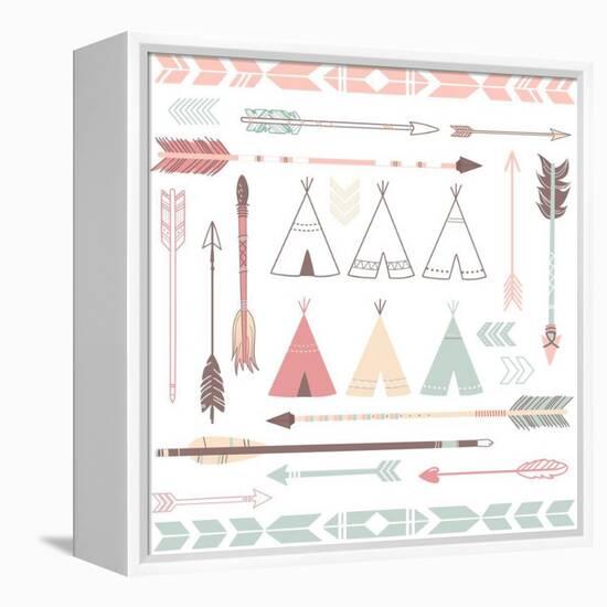 Teepee Tents And Arrows Collection - Hipster Style-Alisa Foytik-Framed Stretched Canvas