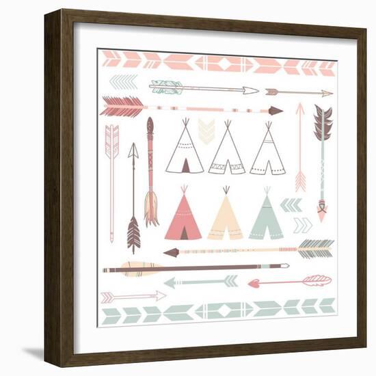 Teepee Tents And Arrows Collection - Hipster Style-Alisa Foytik-Framed Premium Giclee Print