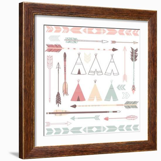 Teepee Tents And Arrows Collection - Hipster Style-Alisa Foytik-Framed Premium Giclee Print